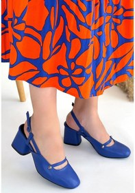 Resim Jecci Mavi Cilt Topuklu Ayakkabı MAVİ Mavi 