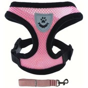 Resim Fochsia Pembe Xl Nefes Alabilir Kedi Göğüs Tasması Seti Ayarlanabilir Yansımalı Tasma 