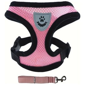 Resim Fochsia Pembe Xl Nefes Alabilir Kedi Göğüs Tasması Seti Ayarlanabilir Yansımalı Tasma 