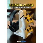 Resim Kulaklık ve Oyun Konsolu Dekoratif Standı Xbox / Ps4 / Ps5 Uyumlu 