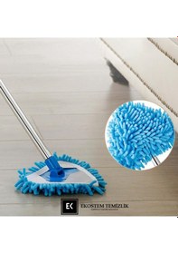 Resim Ekostem Mini Boy Teleskopik Mikrofiber Makarna Uçlu Mavi Mop 
