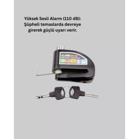 Resim Midas Toptan Home 110 Db Alarm Disk Kilidi Motosiklet Scooter Bisiklet Güvenlik 