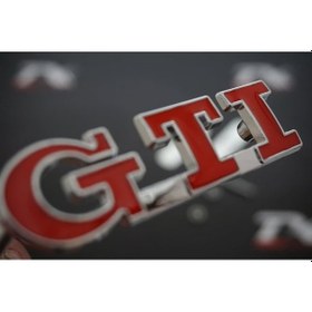 Resim Volkswagen Gti Logo Ön Panjur Vidalı 3D Krom Metal Logo Amblem (547310089) 