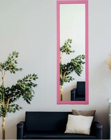 Resim Pembe Ahşap Cerceve Duvar Aynaları 121x37 Cm Antre Hol Room C Pembe 
