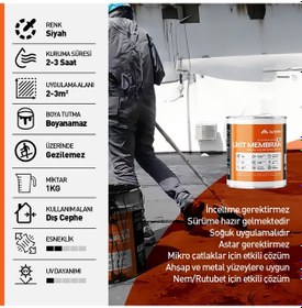 Resim Alkoru 1 Kg Zer Sıvı Zift Likit Membran Kauçuk Ve Elyaf Katkılı Su Yalıtım Malzemesi 