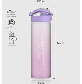 Resim Renga Saga Moment Yazı Desenli 630 Ml Mat Tritan Matara 912120 Mor 
