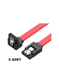 Resim 40 cm Sata Data Kablo - 90 Derece - Metal Klips - 5 Adet 