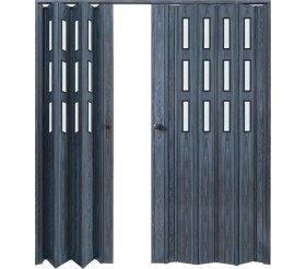 Resim Faran Dekorasyon 245 x 230 Antrasit Renk Camlı Çift Açılım Pvc Akordiyon Katlanır Kapı FRNAKMODEL-252 