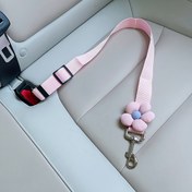 Resim 1 adet Sevimli Çiçek Pet Araba Güvenliği Tasma - Ayarlanabilir Uzunluk, Sabit Tasma ile Emniyet Kemeri, Kediler ve Köpekler için, Açık Pembe ile Mavi Merkez, Sadece El Yıkama, Pet Güvenliği Ekipmanı | Eğlenceli Pet Tasma | Ayarlanabilir Pet Tasma, Pet Aksesuarları 