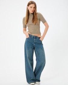 Resim Kısa Kollu Dik Yaka Triko Kazak 