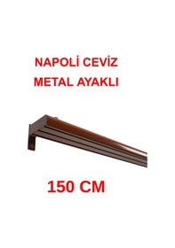 Resim Napoli Metal Başlıklı Üçlü Dekoratif Ray Korniş Modern Rustik-ceviz 150 Cm Ceviz 