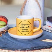 Resim Sarı Renk Güzel Annem İsimli Kahve Fincanı 