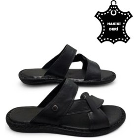 Resim Magic Shoes Tamamen Deri ve Topuk Yastıklı Sistemli Ortopedik Erkek Terlik 