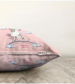 Resim RealHomes Çift Taraflı Özel Tasarımlı Dijital Baskılı Çocuk Odası Raşel Örme Yastık Kırlent Kılıfı, Sonil-K4338-43x43cm 