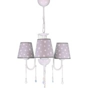 Resim Şenay Aydınlatma Çocuk Odası 3'lü Kumaş Abajur Avize-Gri Yıldız 