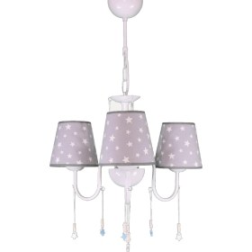 Resim Şenay Aydınlatma Çocuk Odası 3'lü Kumaş Abajur Avize-Gri Yıldız 