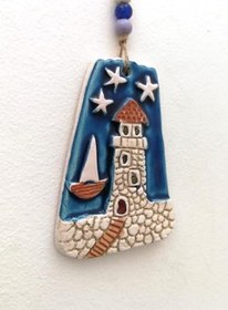 Resim SUME Seramik Mini Deniz Feneri Dekoratif Duvar Süsü 