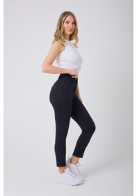 Resim Kadın Skinny Fit Yüksek Bel Jeans Siyah Siyah 