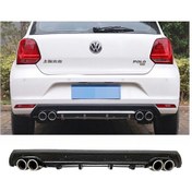 Resim Vw Polo Mk5 Siyah Difüzör Çiftli Yuvarlak Egzoz Görünümlü D Tip Difizör 2009 Uyumlu -2017 