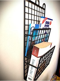 Resim GO DEKOR 2 Gözlü Dekoratif İnce 3 Kancalı Kitaplık Dergilik Duvar Askılı Raf 
