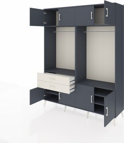 Resim Hyperion Gardrop 7 Raflı 2 Çekmeceli 2 Askılı 176x44x221 Antrasit-antrasit/aytaşı Antrasit/aytaşı 