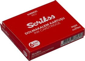 Resim Scrikss Kartuş Dolma Kalem Kartuşu 6'lı Paket Kırmızı 