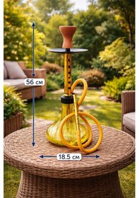 Resim 56 Cm Modern Cam Nargile Takımı Altın Renk Gövdeli Şık Nargile Seti Ev Teras Balkon Bahçe Kullanımına Uygun 