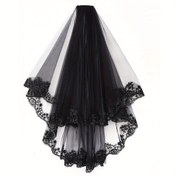 Resim Gotik Düğün Elbisesi Gelin Duvağı Gibi Dantel Başlık - Şeffaf Siyah & Beyaz Tren Etekli ve Fırfır Kenarlarıyla, Kadın Cadısı Aksesuarı İçin Uygundur, cadılar bayramı, Cadılar Bayramı Kostümü, Düğün İçin Gerekli Eşyalar, Gotik Duvağı, Gelin için Sivil Düğün Elbisesi, Katedral Duvağı, İlk Komünyon için Peçe, Kısa Düğün Duvağı, Evlilik Robesi, Gelinler İçin Uzun Düğün Duvaqları, Gelin İçin Kısa Düğün Duvağı, Dantelli Duvağı, Gotik Başlık, Gotik Gelin, Gelin Duşu, Gotik Peçe, 