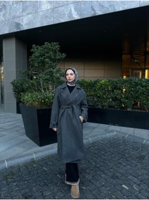 Resim müqofficial MÜQ Officiall Massi Oversize Kaşe Astarlı Kaban- Antresit 
