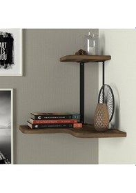 Resim Dekorister Agora Köşe Duvar Rafı Ceviz 