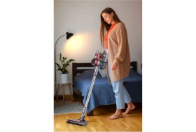 Resim Onvo Kahverengi Dikey Süpürge Şarjlı Hafif ve Güçlü Temizlik Aracı 0-250 Watt Güç 