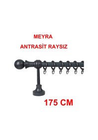 Resim Meyra Demonte Başlıklı Ahşap Rustik Perde Askısı - Raysız -antrasit 175 Cm Antrasit 