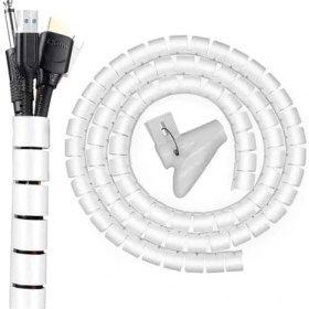 Resim 1 mt x 22 mm Spiral Boru Kablo Kanalı Kablo Fiş Düzenleyici Toplayıcı Kordon Kablo Tutucu Beyaz (1 Adet) 