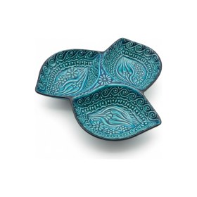 Resim Sharp & Art Seramik Kahvaltılık, Sosluk, Çerezlik ve Sunum Tabağı, 3 Bölmeli Elişlemesi 