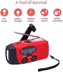 Resim Küçük Taşınabilir Radyo Acil El Krank Kendi Kendine Çalışan AM/FM Güneş Hava Radyosu LED El Feneri ile 1000 Mah Güç Bankası USB Char 