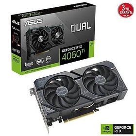 Resim ASUS GEFORCE RTX 4060 TI 16G DUAL RTX4060TI A16G 16GB GDDR6 128bit 2625MHz OC HDMI 3xDP DLSS3 EKRAN KARTI 