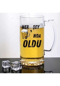 Resim "her Şey Biranda Oldu Tasarım Bira Bardağı Mizahi Hediyelik Cam Bira Bardağı" Renkli 