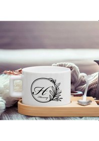 Resim Bk Gift Kişiye Özel Baş Harf İsimli Ahşap Altlıklı Seramik Fincan-5 , Meslek Hediyesi, Yeni İş Hediyesi Kobitmeyen138074 Bk Gift 