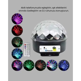 Resim Bluetooth Kontrollü Masaüstü Disko Topu Işığı - Renkli LED Işık Gösterisi ve Uzaktan Kumanda 