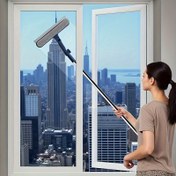 Resim 2'si 1 Arada Ayarlanabilir saç tokası, saç tokası Fırçası ile, Metal ve Plastik Cam Temizleme Aracı, Petrol İstasyonları, Pencereler, Duşlar, Dış Mekan Kullanımı için - Yüksek Binalar, Yüksek Binalar Temizliği için İdeal, Şık Tasarım, Esnek Temizleme Aracı, Pencere Temizleme Kiti 