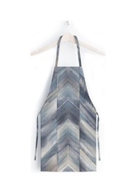 Resim Mavi Geometrik Desen Mutfak Önlüğü Keten Kumaş, Uluslararası Yıkama Ve Solmama Sertifikası Çok Renkli 