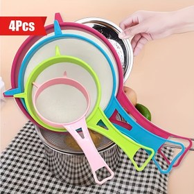 Resim 4 adet Renkli Plastik Mesh Süzgeç Seti - Quinoa, Un, Şeker ve Çay Filtrelemesi için Çok Yönlü Mutfak Süzgeçleri - Halloween, Paskalya, Şükran Günü Pişirme Hazırlığı için İdeal - Dayanıklı ve Temizlemesi Kolay Mutfak Gereksinimleri, Mutfak Aksesuarları 