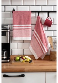 Resim 45x65 2'li Kurulama Bezi, %100 Pamuk Yüksek Su Emici Kırmızı 