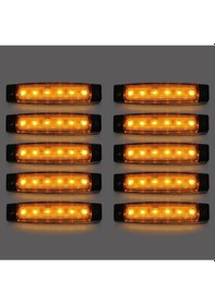 Resim Ahmet Otomotiv Dorse Parmak Lamba 12 -24 Volt 6 Ledli Sarı Renk 10 Adet Parmak Led Dorse Kamyon Led Lamba Turuncu 
