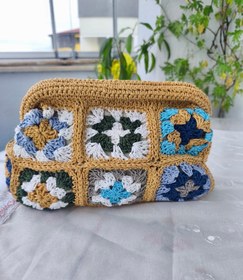 Resim El Örgüsü Çiçek Motifli Clutch 