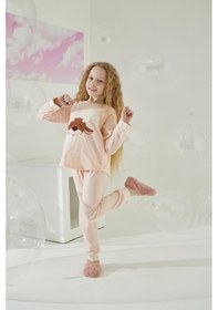 Resim Kız Garson Uzun Kol Kadife Pembe Pijama Takımı C8t5n5o7 001 