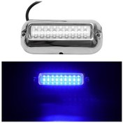 Resim Qingmipy Deniz Aracı Işığı 27 Led Ip68 Su Geçirmez Paslanmaz Çelik Mavi Işık 12v 3.5w 120 Açı 