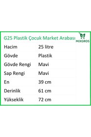 Resim MİXGROS G25 Plastik Çocuk Market Alışveriş Arabası 25 Litre Mavi 