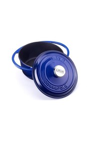 Resim Lava Döküm Oval Tencere. Ölçü 23X29Cm Mavi 