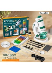 Resim Techtic Dijital Mikroskop Seti 60-180x Büyütme El Mini Eğitici 